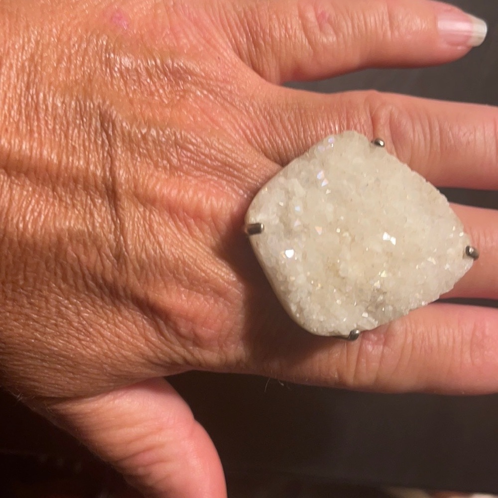 Beautiful large druzy sterling silver ring that goes with everything. Rare